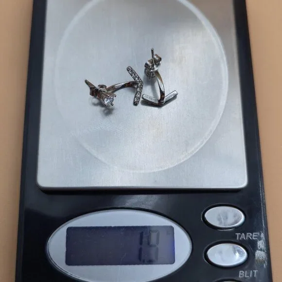 Sterling Silver Cubic Zirconia Gemstone Anchor Earrings A5064 - Picture 7 of 7